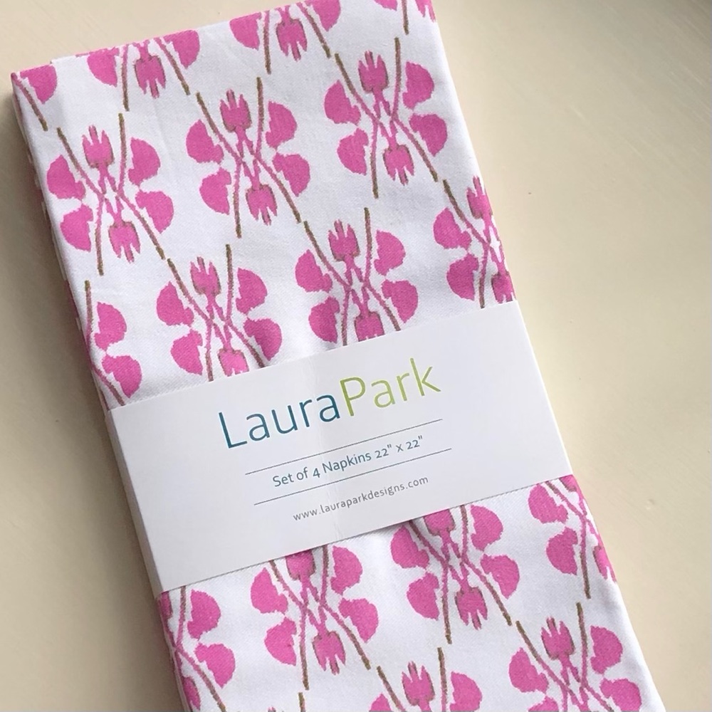 NEW Laura Park Designs Set of Clover Pink Napkins